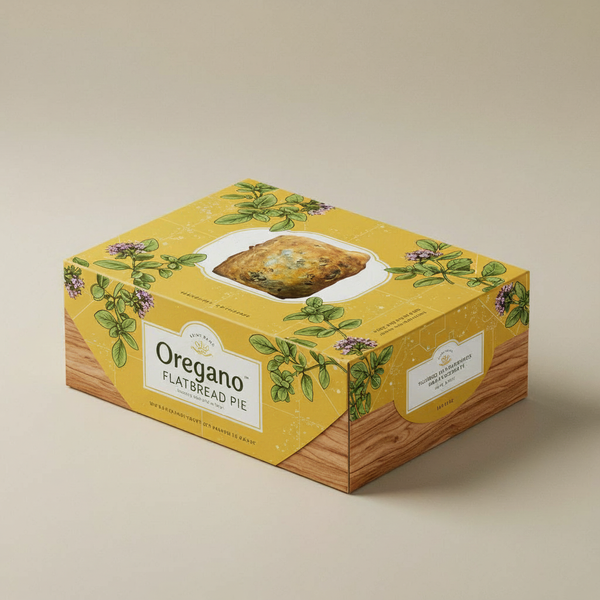 Large Oregano Flatbread Pie - Healthy Vegan Food and Snack Stuffed with Oregano Recipe