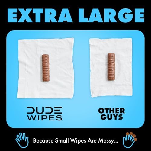 DUDE Wipes - Flushable Wipes - 3 Pack, 144 Wipes - Unscented Extra-Large Adult Wet Wipes - Vitamin-E & Aloe - Septic and Sewer Safe