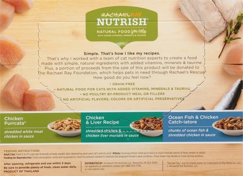 Nutrish Rachael Ray Natural Wet Cat Food, Chicken Lovers Variety Pack, 2.8 Ounce Cup (Pack of 12), Grain Free - Gourmet Chicken & Fish Cat Cuisine™
