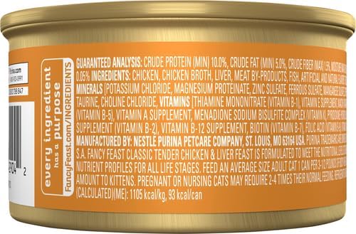 Fancy Feast Liver & Chicken Gourmet Cat Food, 3 oz Can