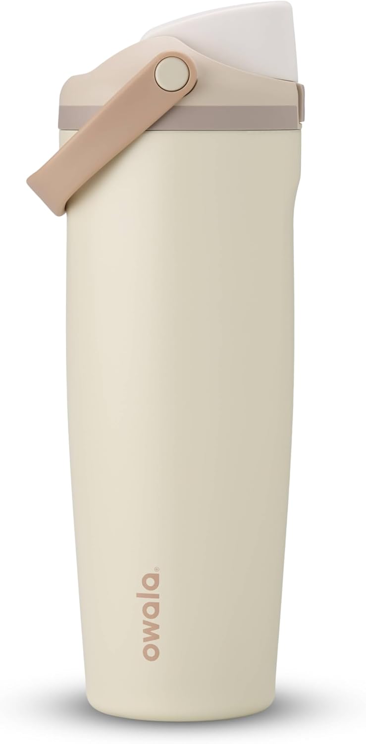 Owala FreeSip Sway Insulated Stainless Steel Water Bottle with Two-Way Spout, Built-In Straw and Bucket Handle, Made for Travel, School, and Sports, 30oz, BPA Free, Leak Proof, Lightly Toasted