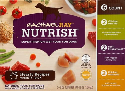*Nutrish Rachael Ray Wet Dog Food Variety Pack Hearty Recipes, 6-8 oz. Tubs, 2 Count