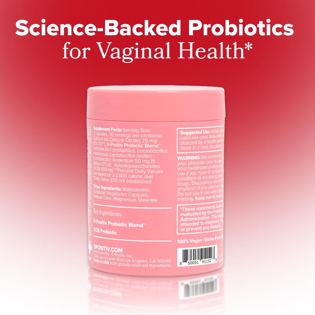 O Positiv URO Vaginal Probiotics for Women pH Balance with Prebiotics & Lactobacillus Probiotic Blend - Vaginal Health Supplement - Promote Healthy Vaginal Odor & Vaginal Flora, 60 Count (Pack of 1)
