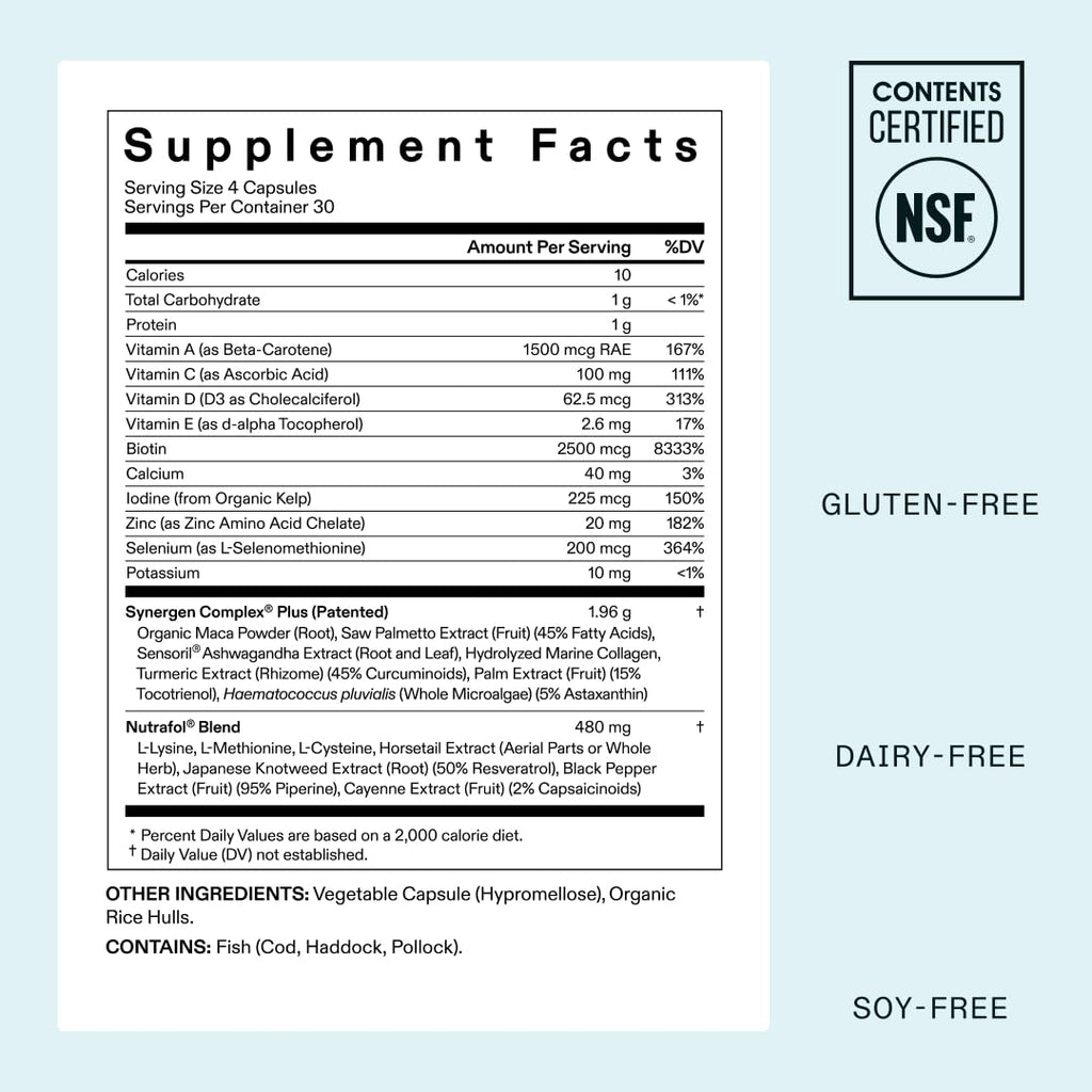 Nutrafol Women's Balance Hair Growth Supplements, Ages 45 and Up, Clinically Proven for Visibly Thicker Hair and Scalp Coverage, Dermatologist Recommended - 1 Month Supply