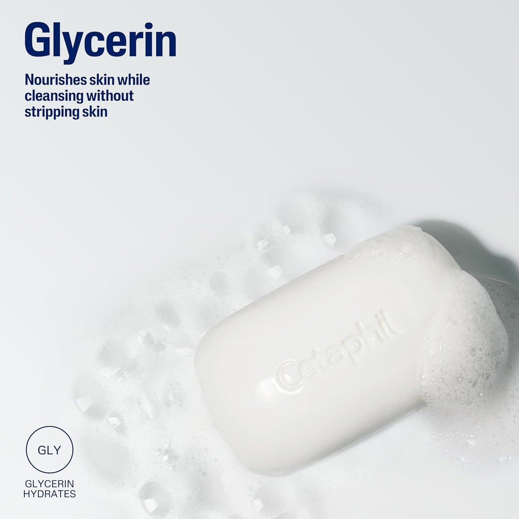 Cetaphil Bar Soap, Deep Cleansing Face and Body Bar, Pack of 6, For Dry to Normal, Sensitive Skin, Soap Free, Hypoallergenic, Paraben Free, Fragrance Free, Removes Makeup, Dirt and Oil