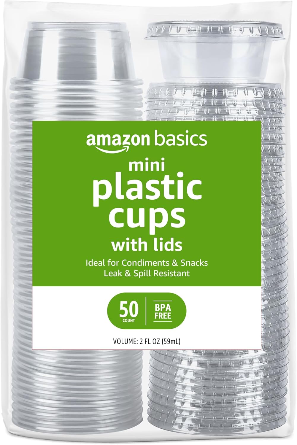Disposable Plastic To-Go Cups and Lids, Mini, 2oz, 50 Count