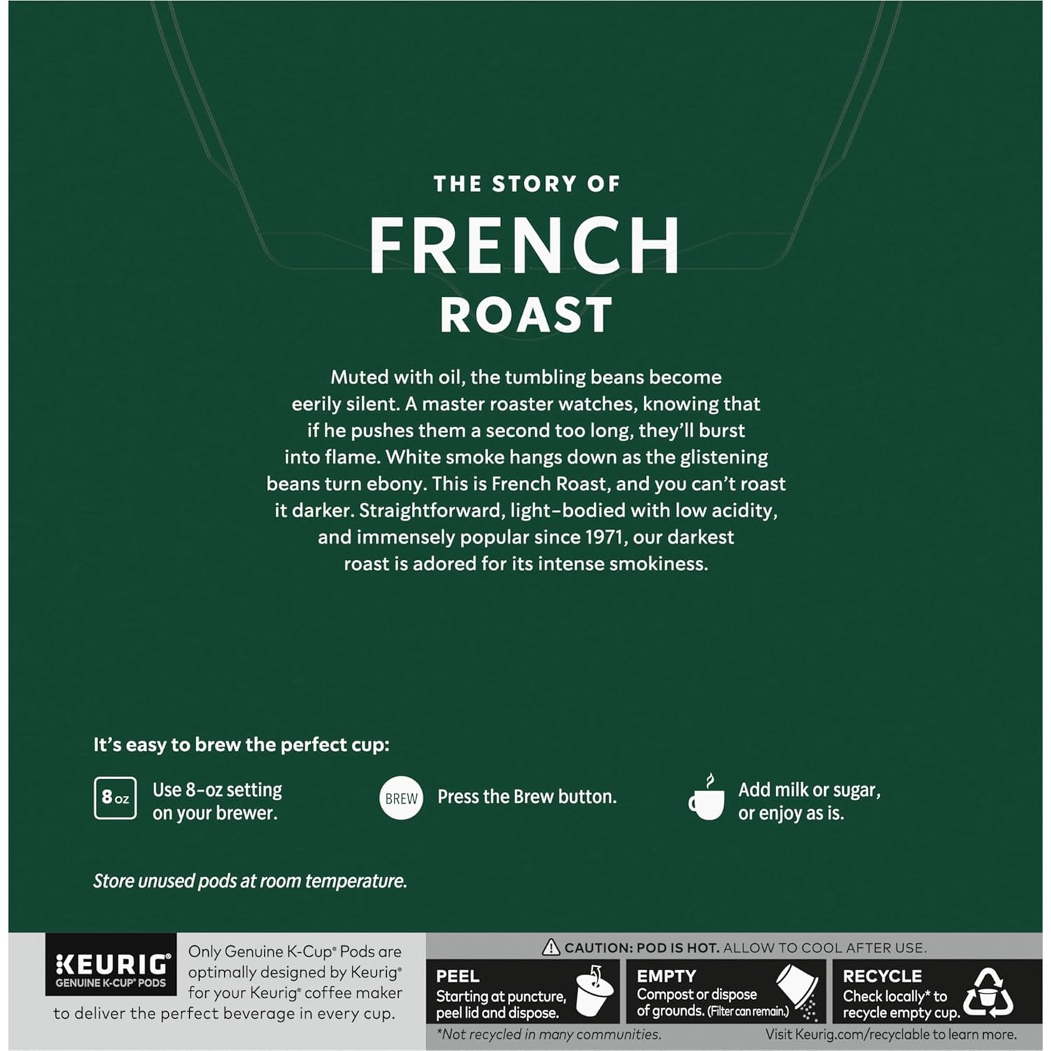 Starbucks K-Cup Coffee Pods, Dark Roast Coffee, French Roast, 100% Arabica, 1 box (32 pods)