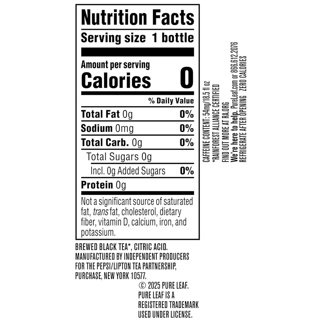 Pure Leaf Iced Tea, Unsweetened Real Brewed Tea, Zero Sugar & Zero Calories, 18.5 Fl Oz (Pack of 12)