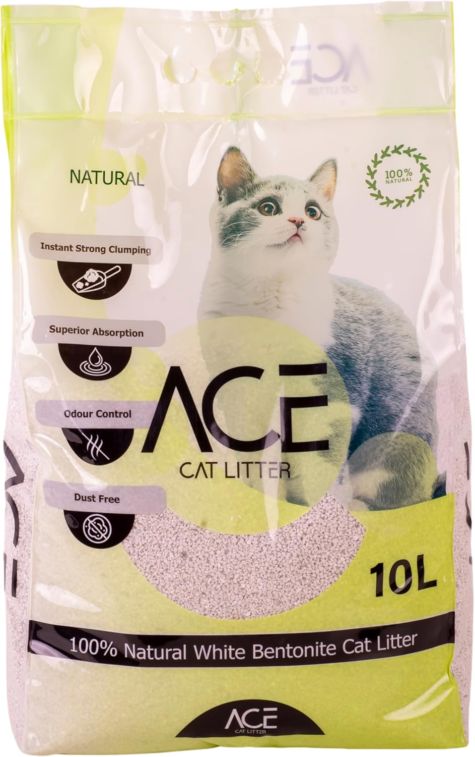 Super Premium White Aglomerating Cat Litter with Natural Aroma 10L, Excellent to Control Odors. 100% Natural Bentonite. with a High Retention of Superior Liquid.