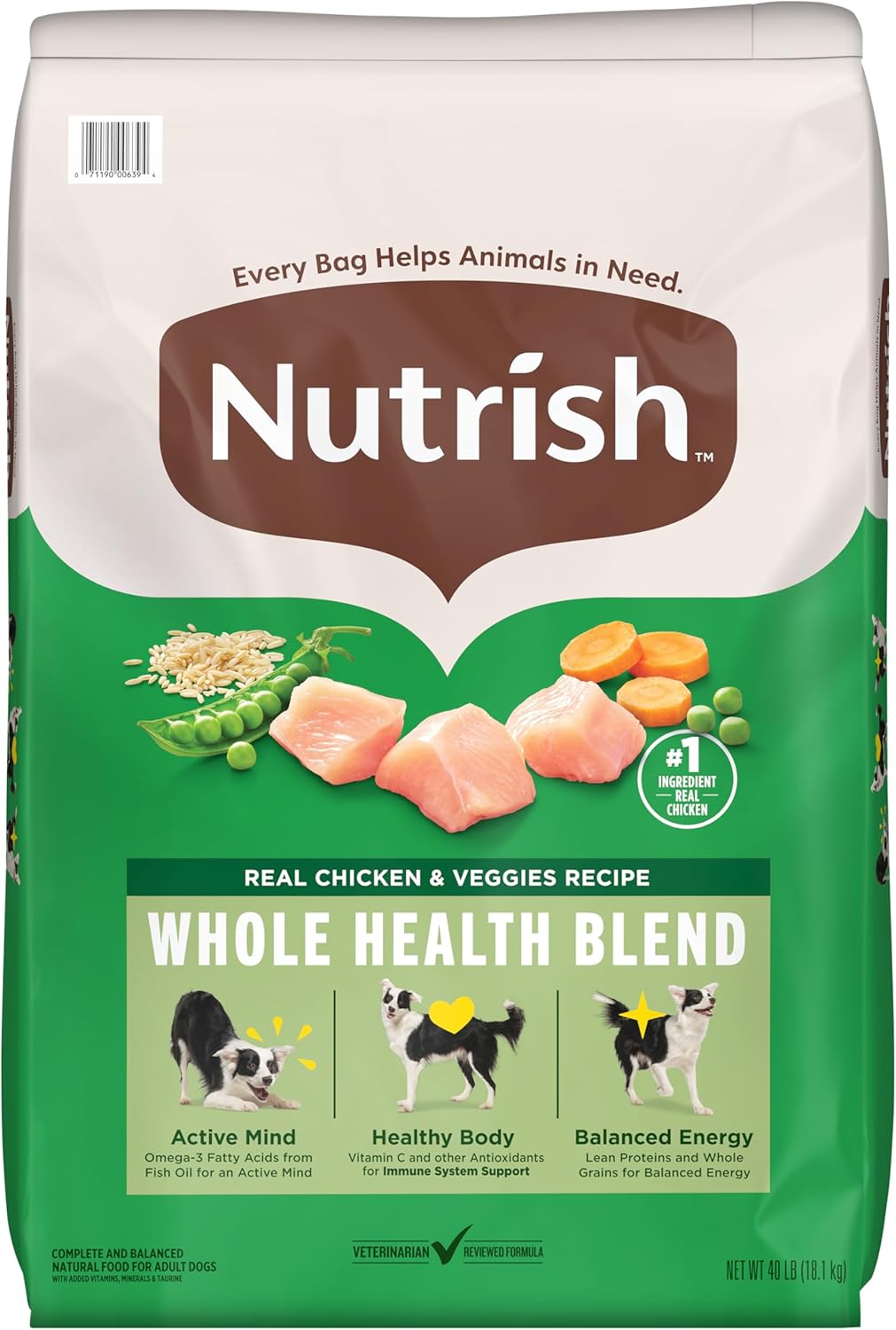 *Nutrish Dry Dog Food Real Chicken & Veggies Recipe Whole Health Blend, 40 lb. Bag, (Rachael Ray)
