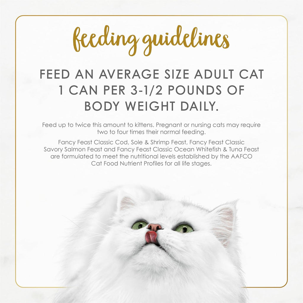 Purina Fancy Feast Seafood Classic Pate Collection Grain Free Wet Cat Food Variety Pack - (Pack of 30) 3 oz. Cans