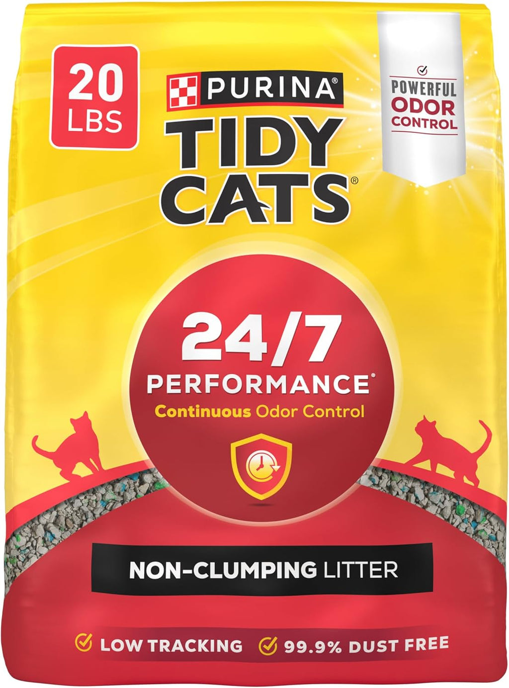 Purina Tidy Cats Non Clumping Cat Litter, 24/7 Performance Multi Cat Litter Odor Control Formula - 20 lb. Bag