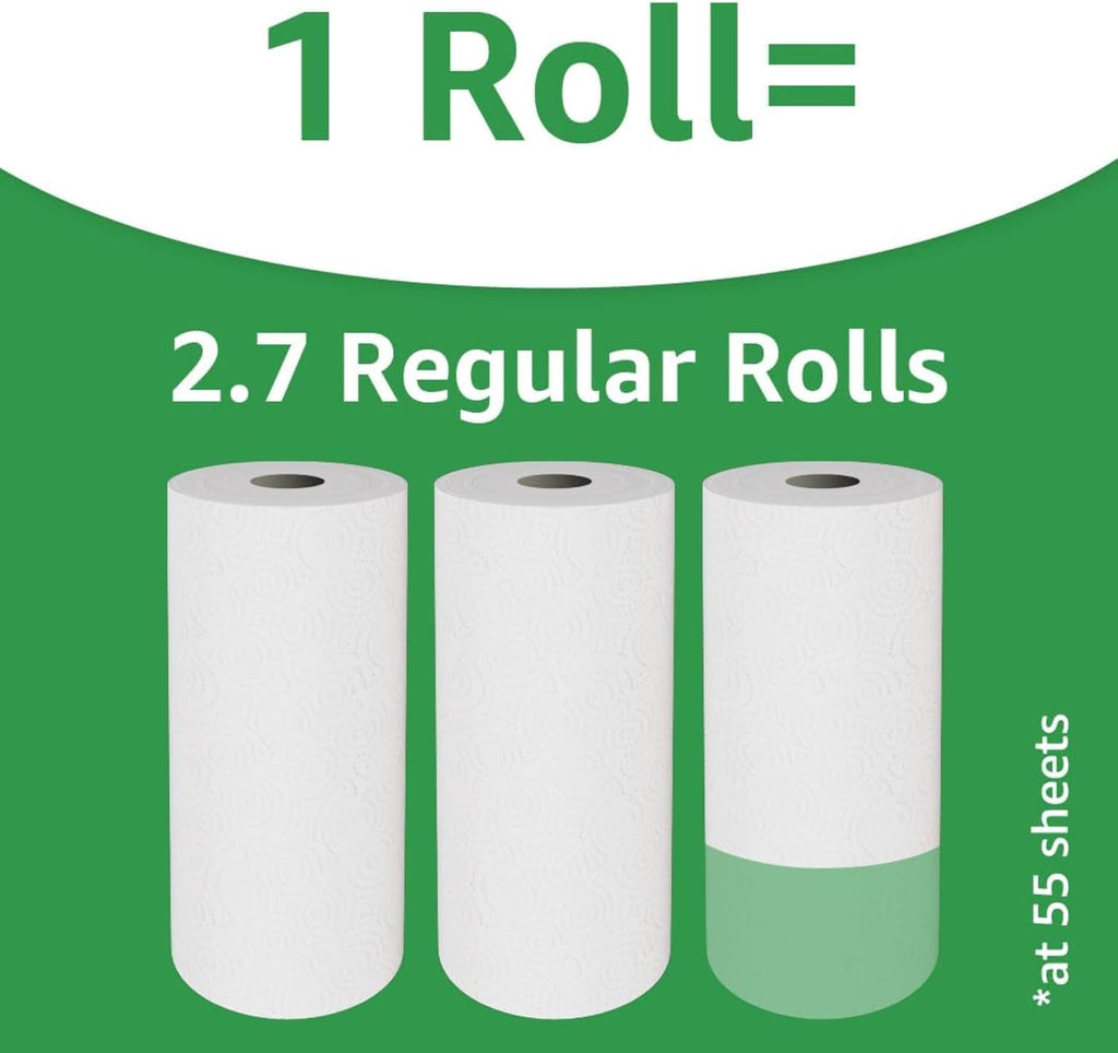 Absorbent Flex-Sheets Paper Towels, 12 Basics Rolls = 32 Regular Rolls, Everyday Value with 150 Sheets per Roll