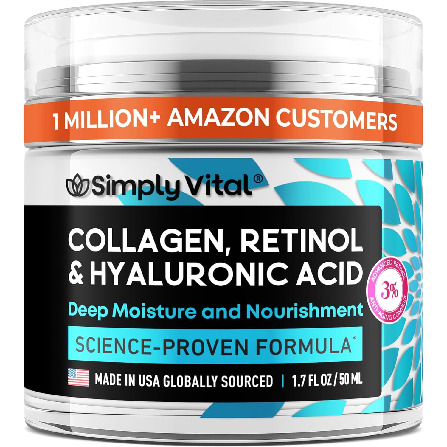 implyVital Collagen, Retinol & Hyaluronic Acid Cream - Anti-Aging Face Moisturizer for Face, Firming Skin Care Neck & Décolleté - Made in USA, Daily Moisturizer Face Cream Day & Night - 1.7 fl.oz.