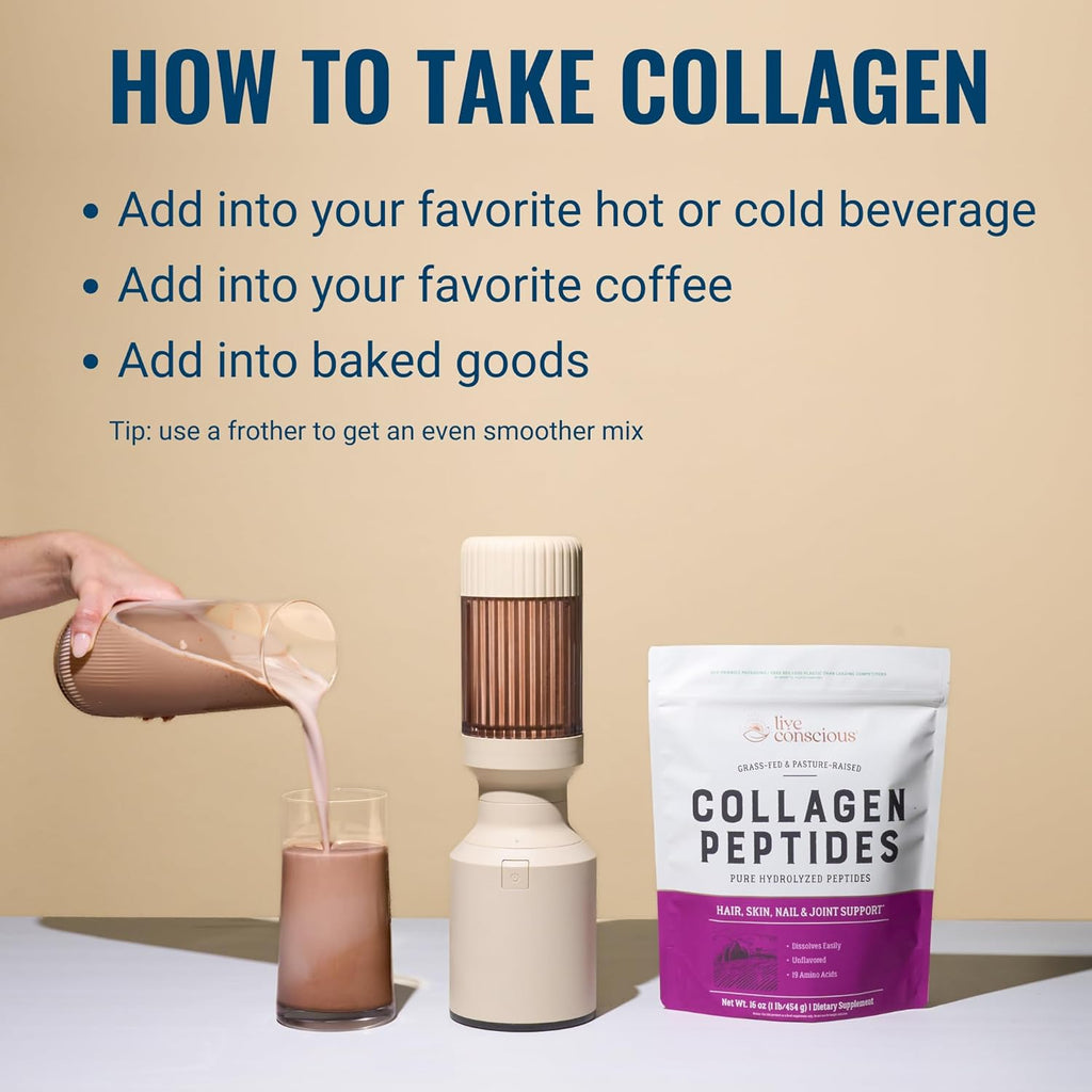 Collagen Peptides Powder - Naturally-Sourced Hydrolyzed Collagen Powder - Hair, Skin, Nail, and Joint Support - Type I & III Grass-Fed Collagen Supplements for Women and Men - 41 Servings - 16oz