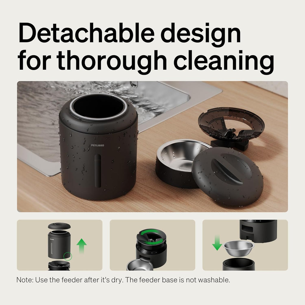 PETLIBRO Automatic Cat Feeder, 5G WiFi Automatic Dog Food Dispenser with Freshness Preservation, 5L Timed Pet Feeder with Low Food Sensor, Up to 10 Meals Per Day, Granary Black