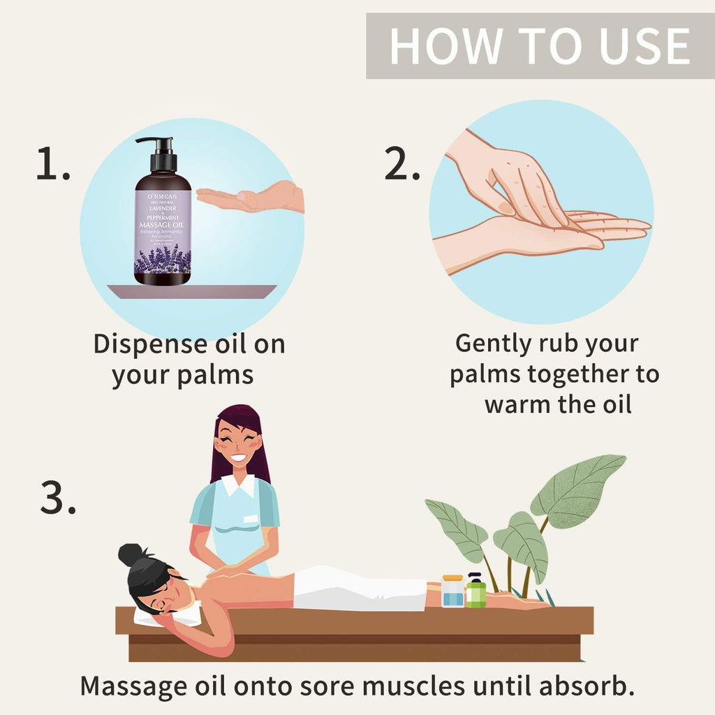 Massage Oil with Lavender and Peppermint Massage Oil for Skin Moisturizing Body Oil Lavender Oil for Men and Women 10.2 fl.oz