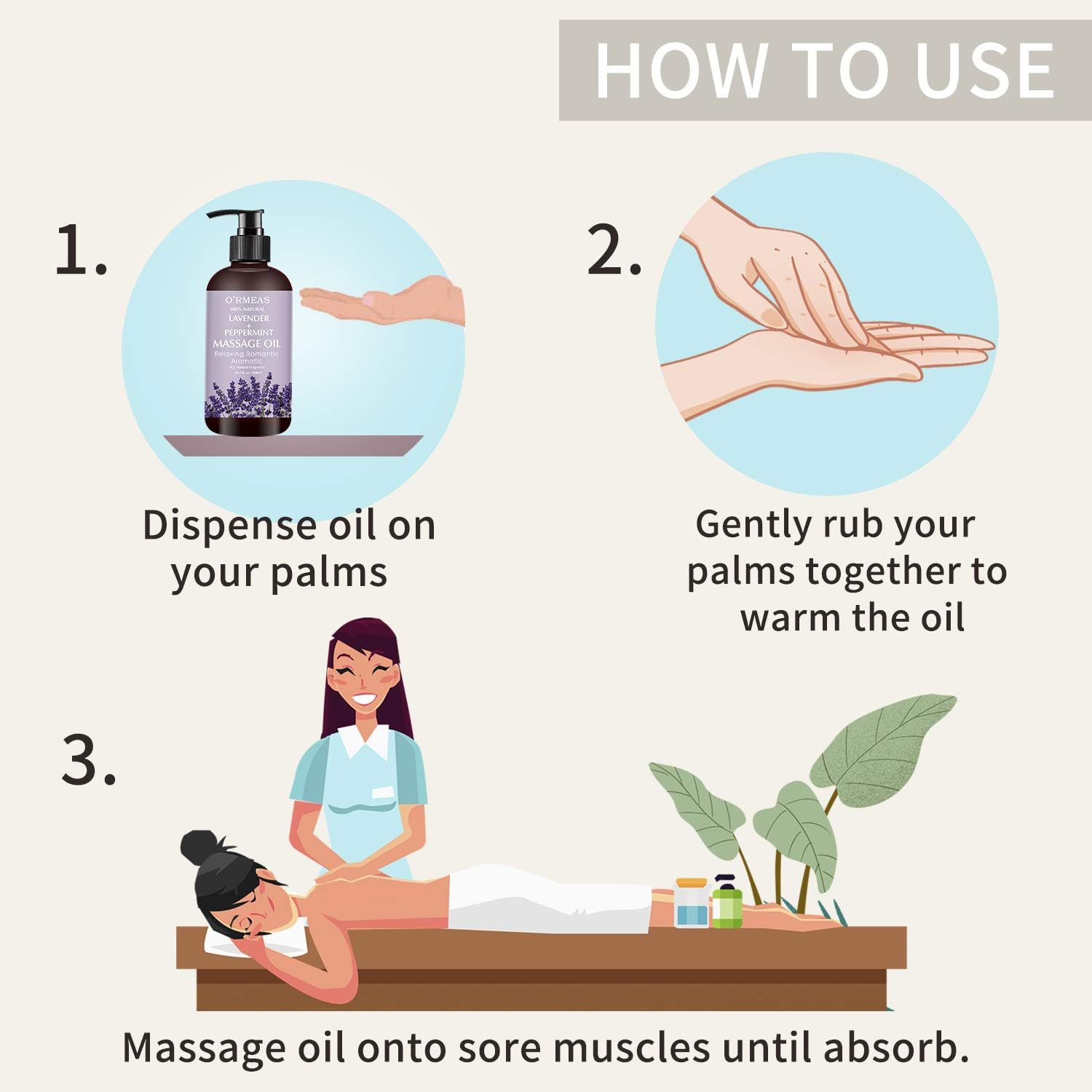 Massage Oil with Lavender and Peppermint Massage Oil for Skin Moisturizing Body Oil Lavender Oil for Men and Women 10.2 fl.oz