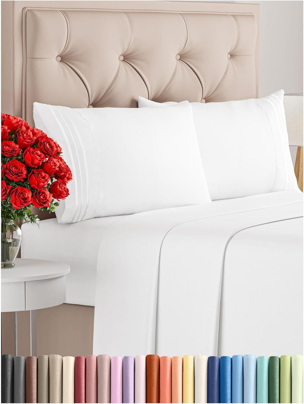 Luxurious Queen Sheet Set™ - Queen Size 4 Piece Sheet Set - Comfy Breathable & Cooling Bed Sheets Set