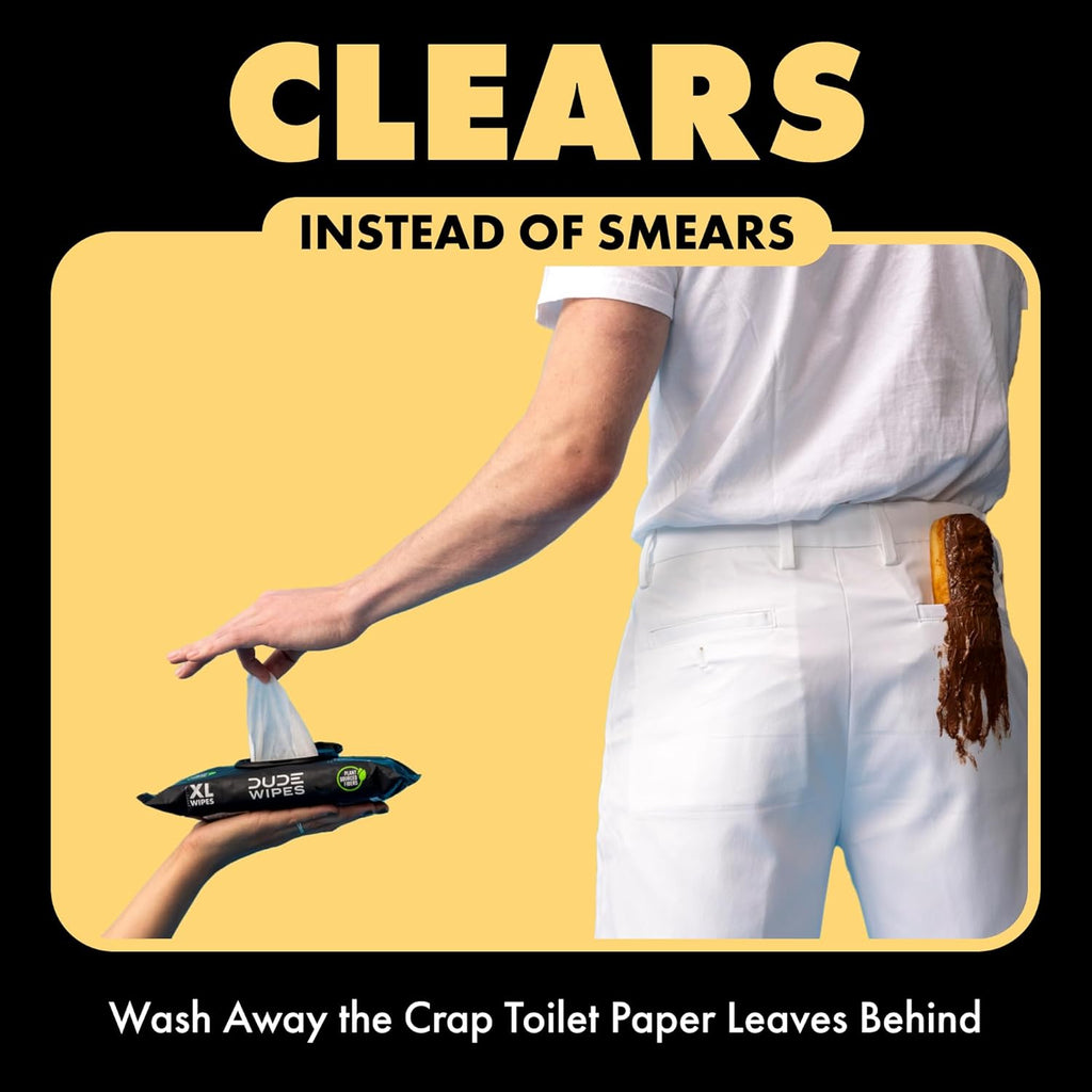 DUDE Wipes - Flushable Wipes - 6 Pack, 288 Wipes - Shea BUTTer Smooth Extra-Large Adult Wet Wipes - Vitamin-E & Aloe - Septic and Sewer Safe