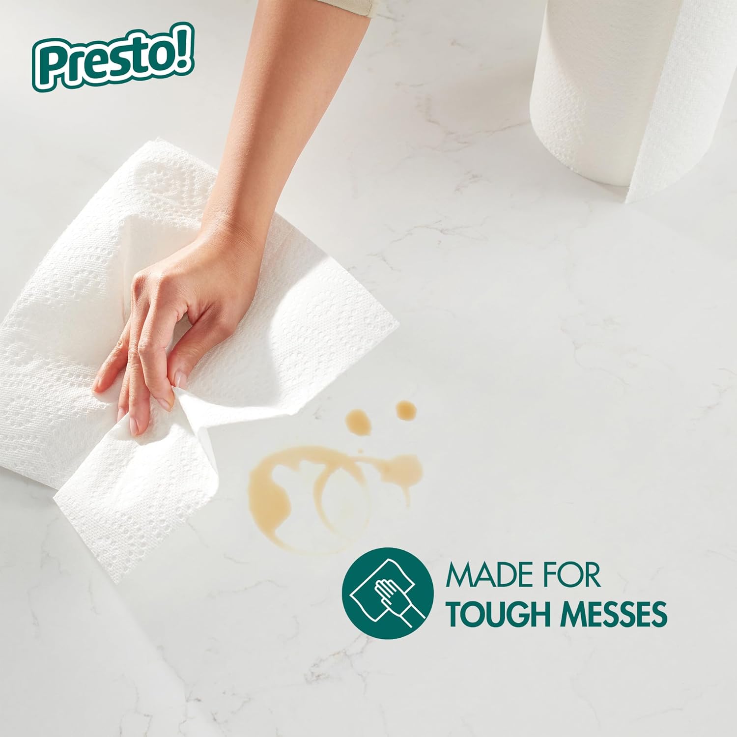 Presto! Flex-a-Size Paper Towels, 158 Sheet Huge Roll, 12 Rolls (2 Packs of 6), Equivalent to 38 Regular Rolls, White