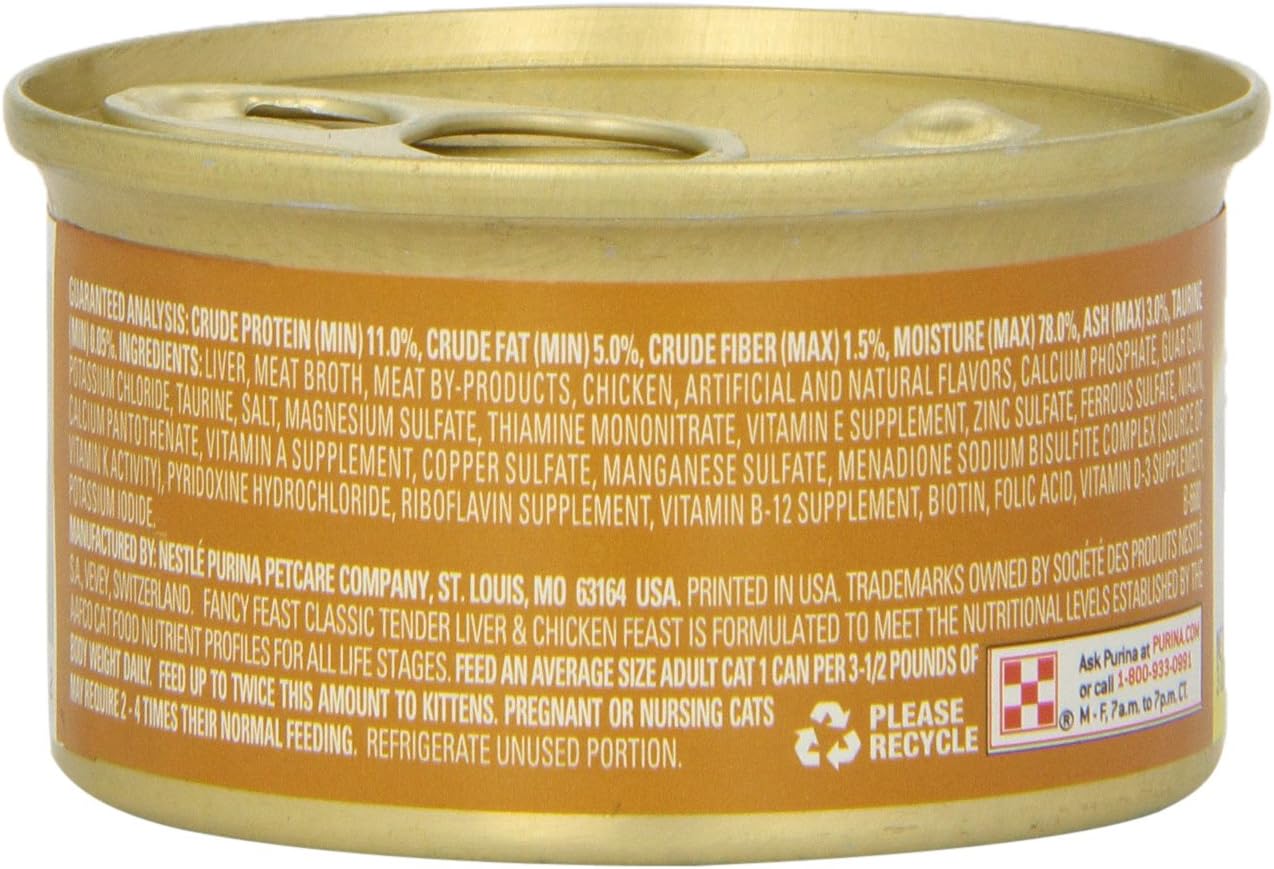 Fancy Feast Liver & Chicken Gourmet Cat Food, 3 oz Can
