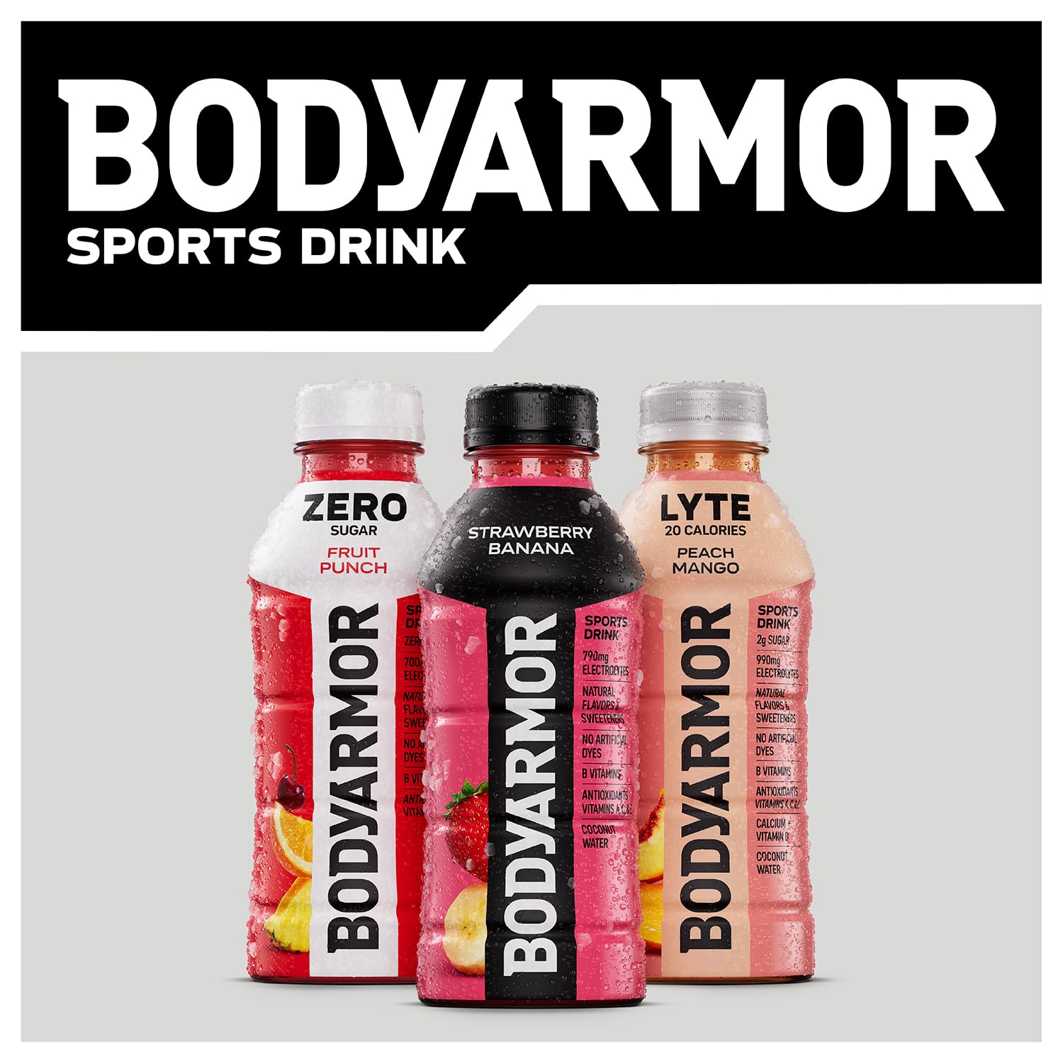 BODYARMOR LYTE Sports Drink Low-Calorie Sports Beverage, Peach Mango, Coconut Water Hydration, Natural Flavors With Vitamins, Potassium-Packed Electrolytes, Perfect For Athletes, 16 Fl Oz (Pack of 12)