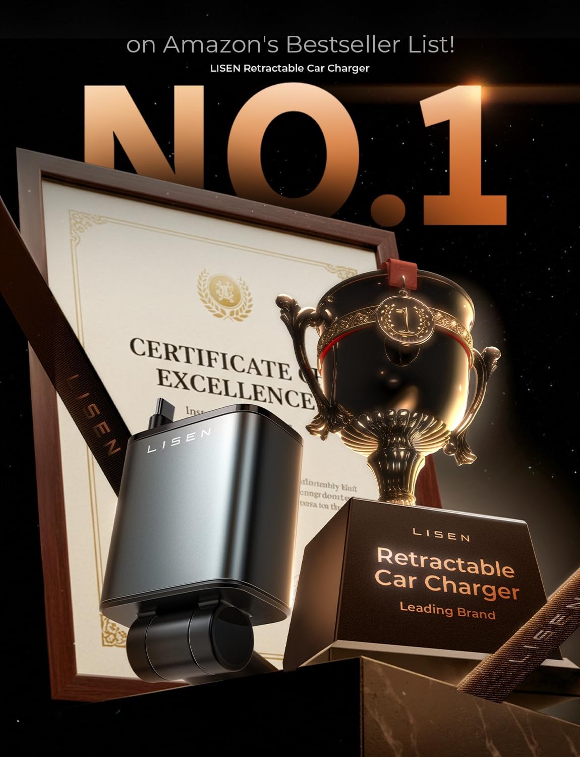 LISEN Retractable Car Charger for iPhone 17, 69W USB C Car Accessories Adapter USB C Charger Fast Charging, Gifts for Women Men, Travel Essentials, for iPhone 17 Pro Max Air 16 15 14 13 12 Samsung S25