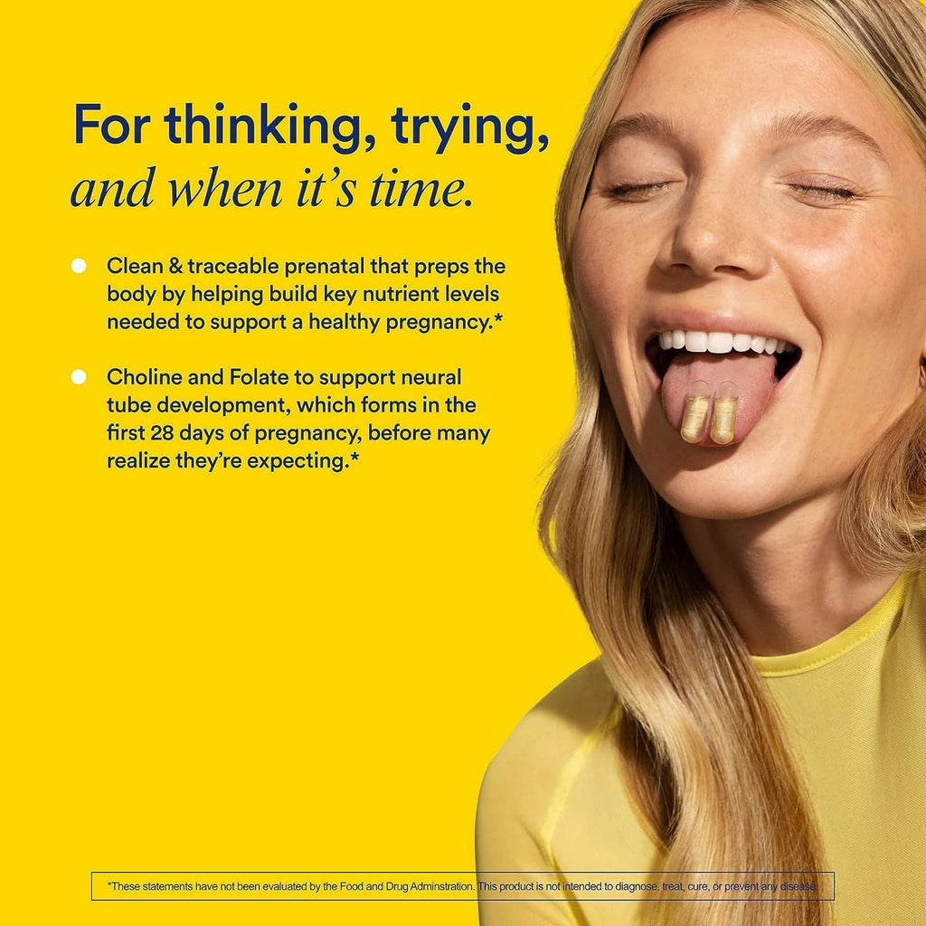 Ritual Essential for Women Prenatal Multivitamin: Folate & Choline for Neural Tube Support, Omega-3 DHA for Fetal Brain Development, Iron, Calcium-Helper D3 & K2, Non-GMO, Vegan, Citrus, 30 Days