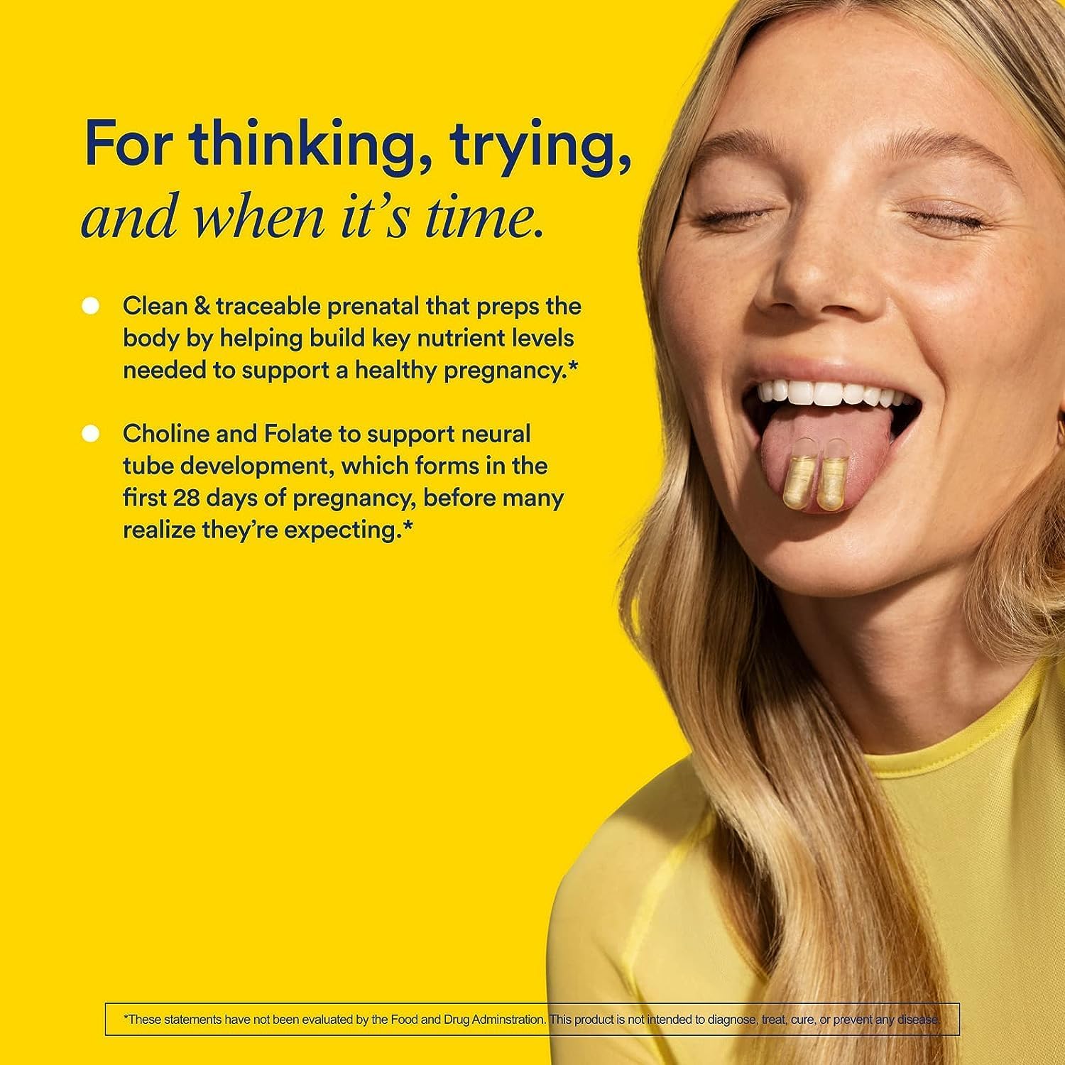 Ritual Essential for Women Prenatal Multivitamin: Folate & Choline for Neural Tube Support, Omega-3 DHA for Fetal Brain Development, Iron, Calcium-Helper D3 & K2, Non-GMO, Vegan, Citrus, 30 Days