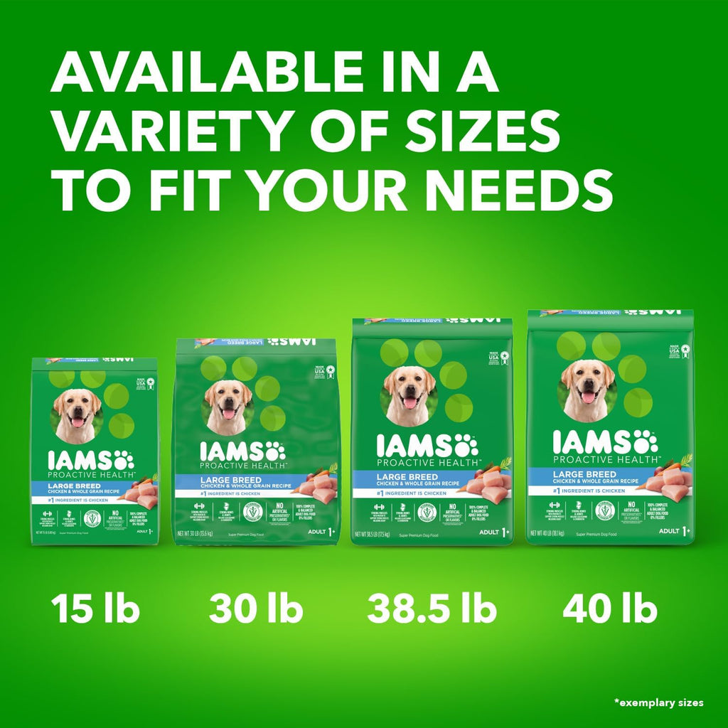 *IAMS Proactive Health Large Breed Adult Dry Dog Food with Real Chicken, 30 lb. Bag - Premium Health Food for Large Dogs™