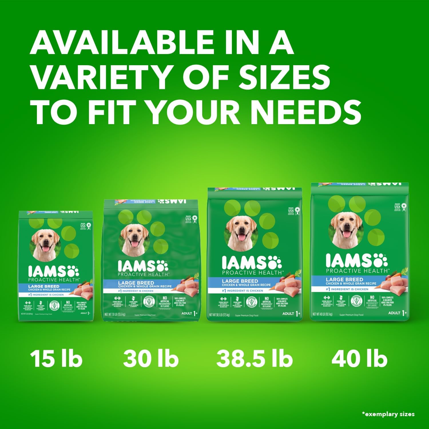 *IAMS Proactive Health Large Breed Adult Dry Dog Food with Real Chicken, 30 lb. Bag - Premium Health Food for Large Dogs™