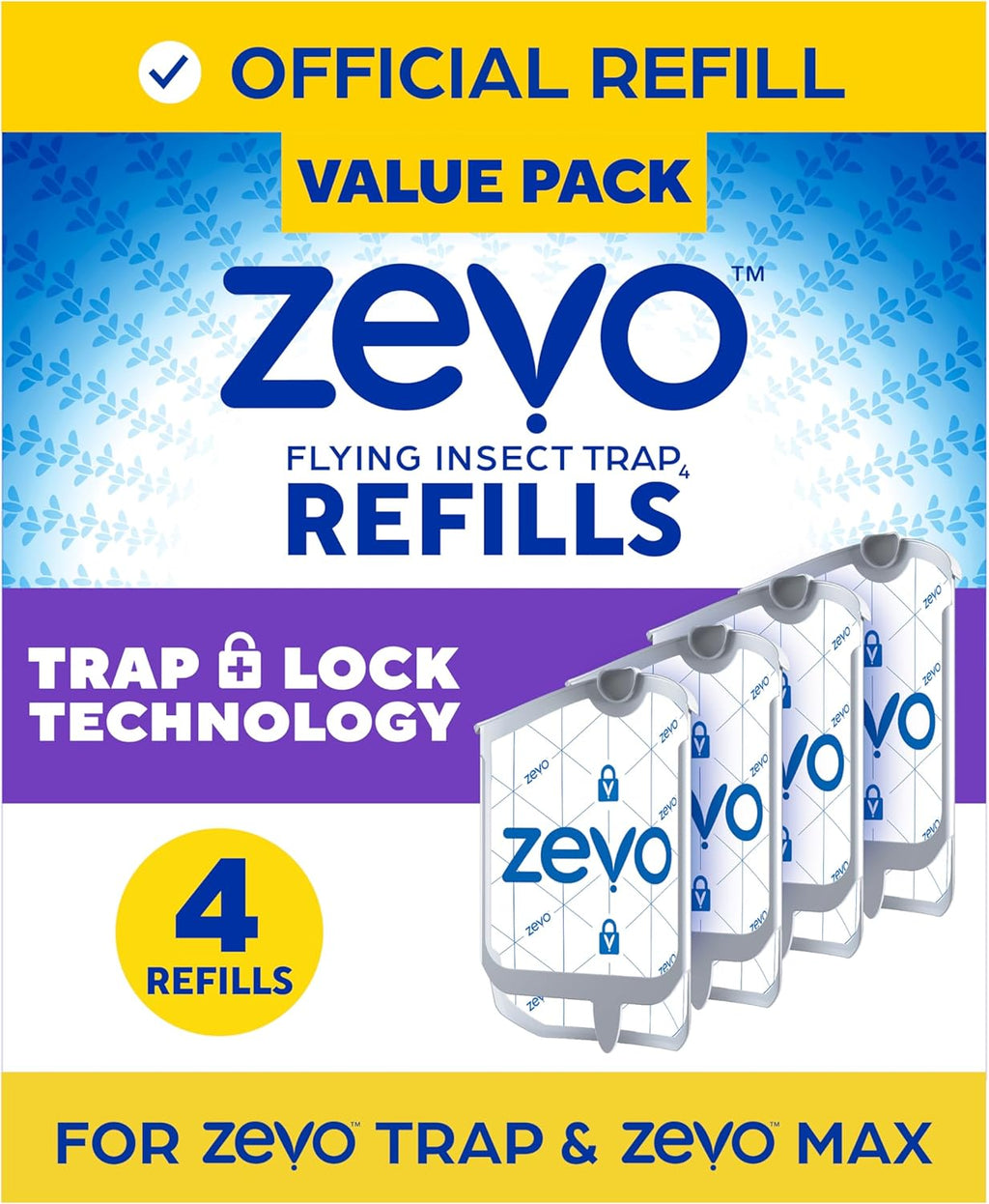 Zevo Flying Insect Trap Refill (4 Refill Cartridges) Pest-Free Home Refill Cartridges™