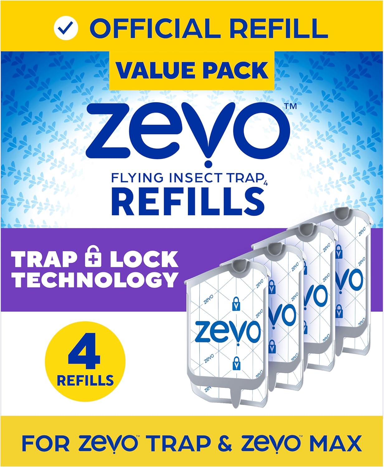Zevo Flying Insect Trap Refill (4 Refill Cartridges) Pest-Free Home Refill Cartridges™