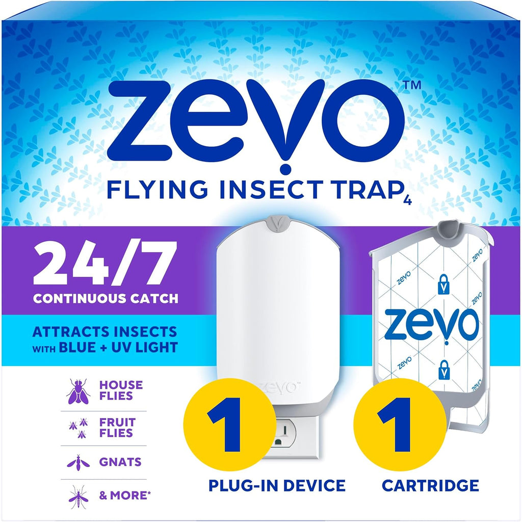 Zevo™ Flying Insect Trap™ (1 Device & 1 Refill Cartridge) - Plug in Fly Trap & Indoor Bug Catcher for Gnats, House & Fruit Flies