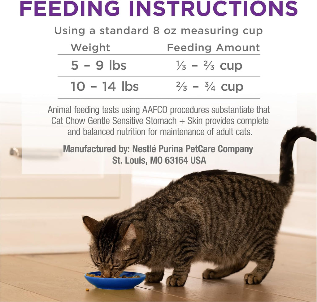 Purina Cat Chow Gentle Sensitive Stomach and Skin Dry Cat Food with Turkey - 13 lb. Bag