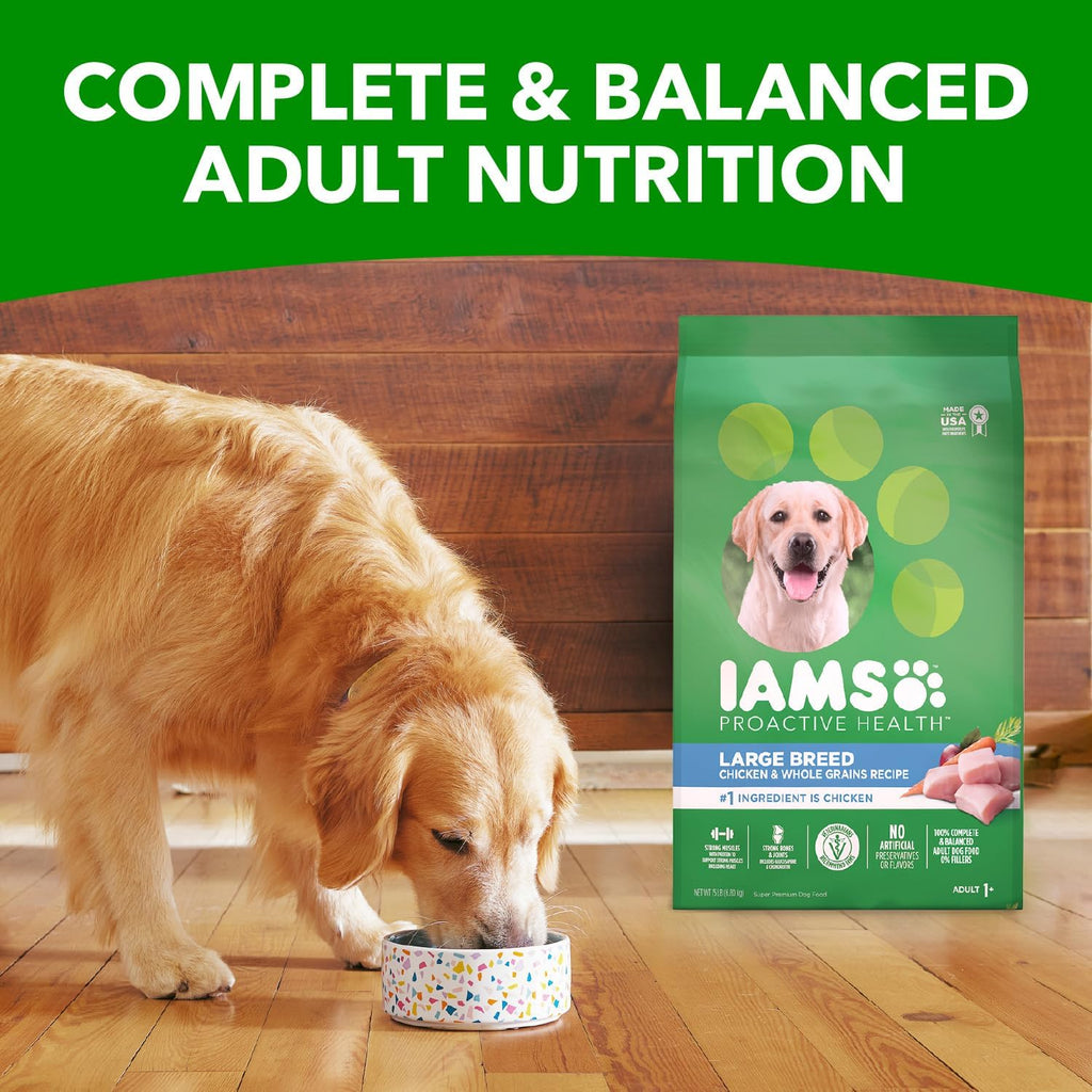 *IAMS Proactive Health Large Breed Adult Dry Dog Food with Real Chicken, 30 lb. Bag - Premium Health Food for Large Dogs™