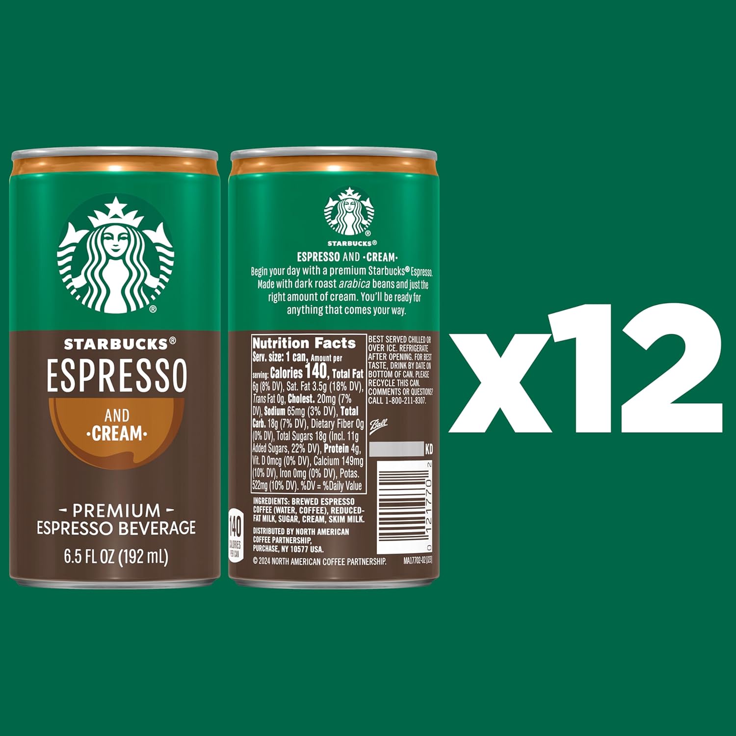 Starbucks - RTD Coffee Espresso And Cream, 6.5oz Cans (12 Pack) (Packaging May Vary)