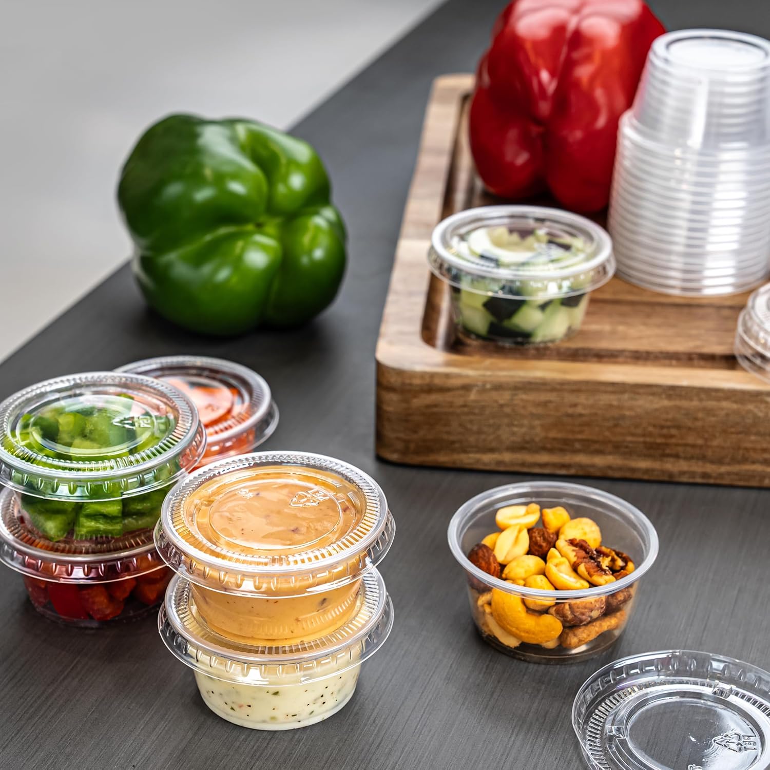 Disposable Plastic To-Go Cups and Lids, Mini, 2oz, 50 Count