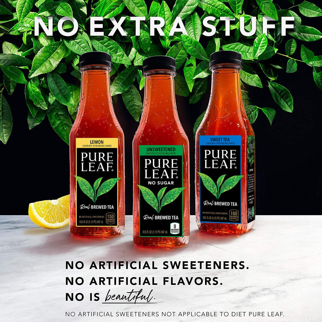 Pure Leaf Iced Tea, Unsweetened Real Brewed Tea, Zero Sugar & Zero Calories, 18.5 Fl Oz (Pack of 12)