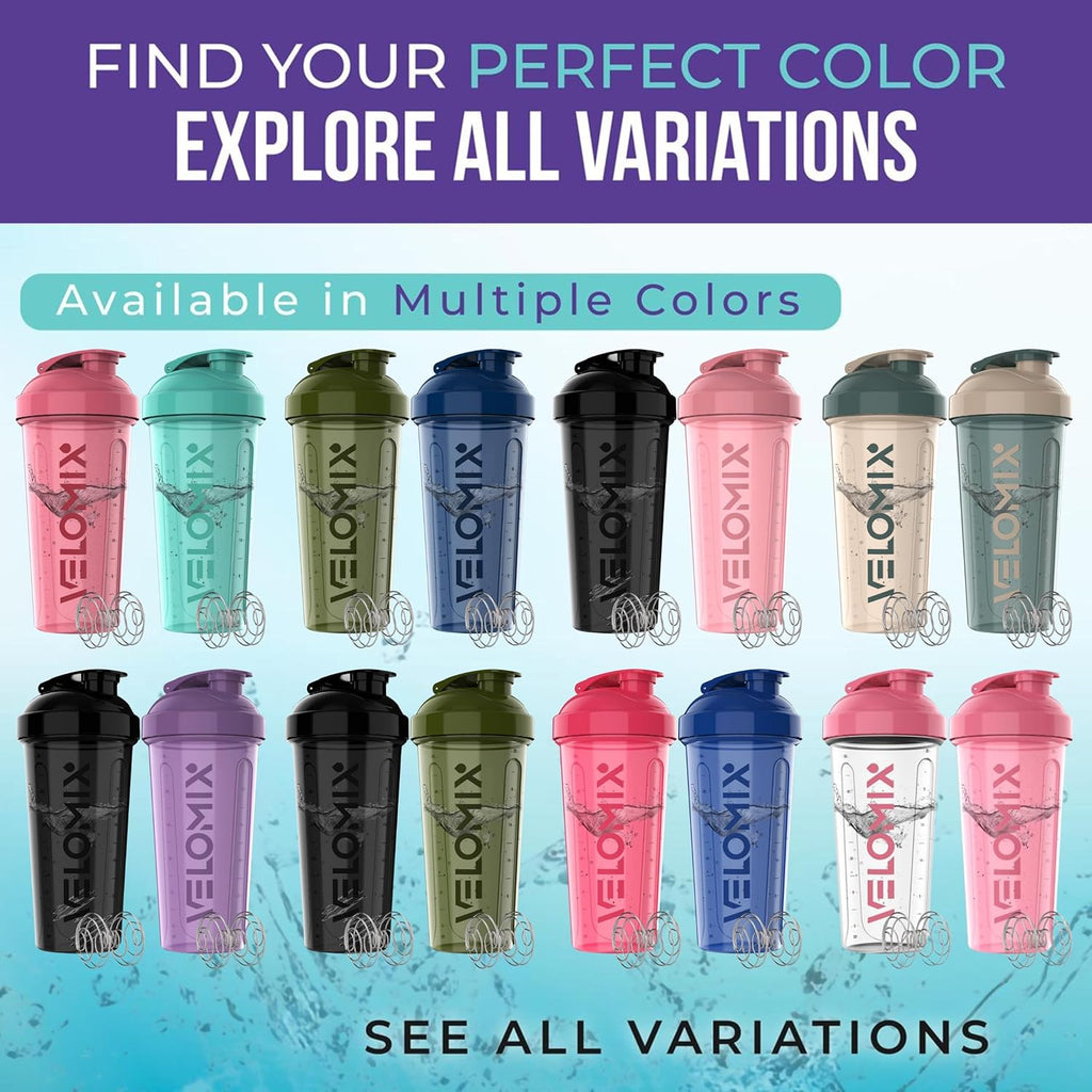 -2 Pack- 28 oz Protein Shaker Bottles for Protein Mixes - 2x Wire Whisk | Leak Proof Shaker Cups for Protein Shakes | Protein Shaker Bottle Pack (Black/Transparent)