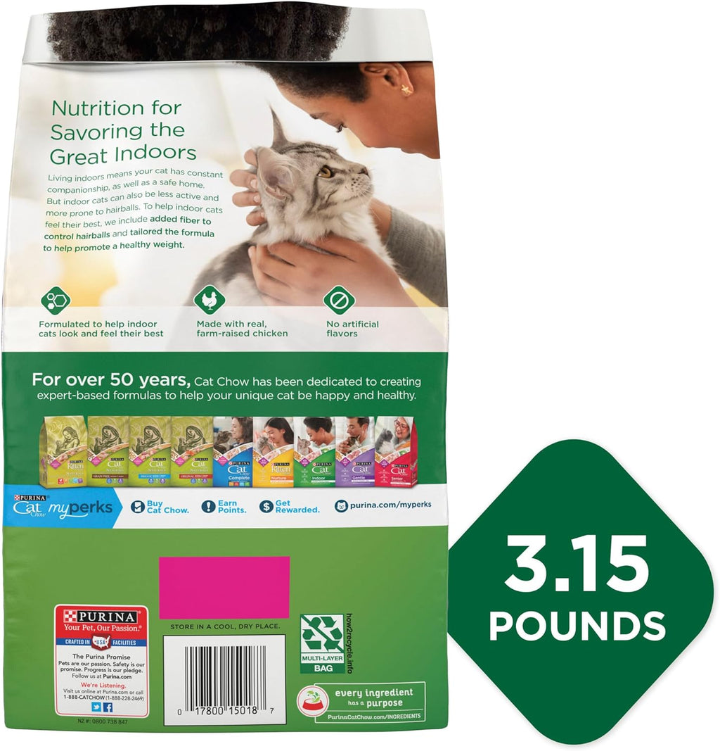 Purina Cat Chow Indoor Healthy Weight and Hairball Dry Cat Food With Chicken - (Pack of 4) 3.15 lb. Bags