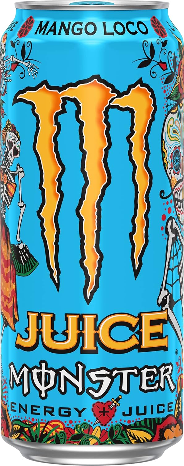 Monster Energy Juice Monster Mango Loco, Energy + Juice, Energy Drink, 16 Ounce (Pack of 15)