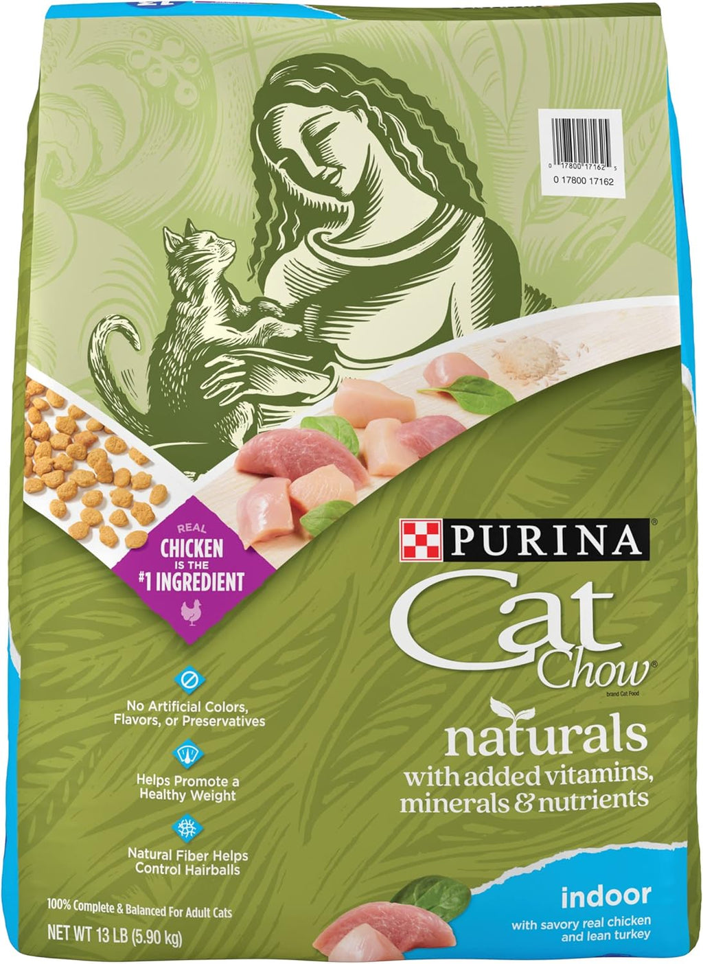 Purina Cat Chow Hairball, Healthy Weight, Indoor, Natural Dry Cat Food, Naturals Indoor - 13 lb. Bag - Premium Indoor Cat Food™