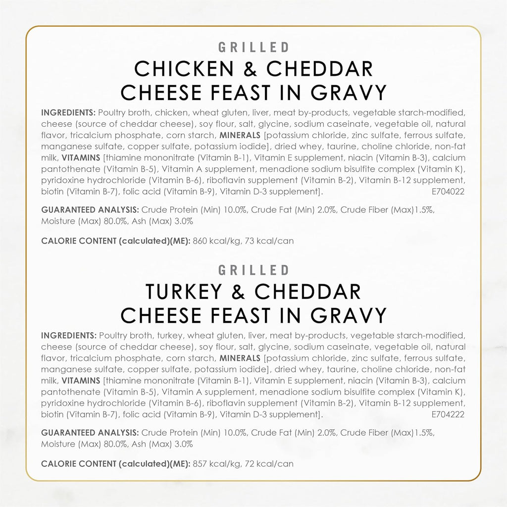 Purina Fancy Feast Delights with Cheddar Grilled Chicken, Turkey or Whitefish and Cheddar Cheese Feast in Gravy Wet Cat Food Variety Pack - (Pack of 24) 3 oz. Cans