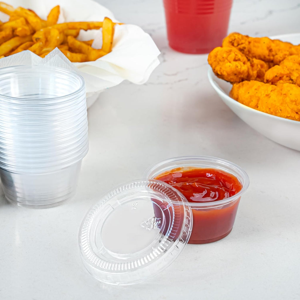 Disposable Plastic To-Go Cups and Lids, Mini, 2oz, 50 Count