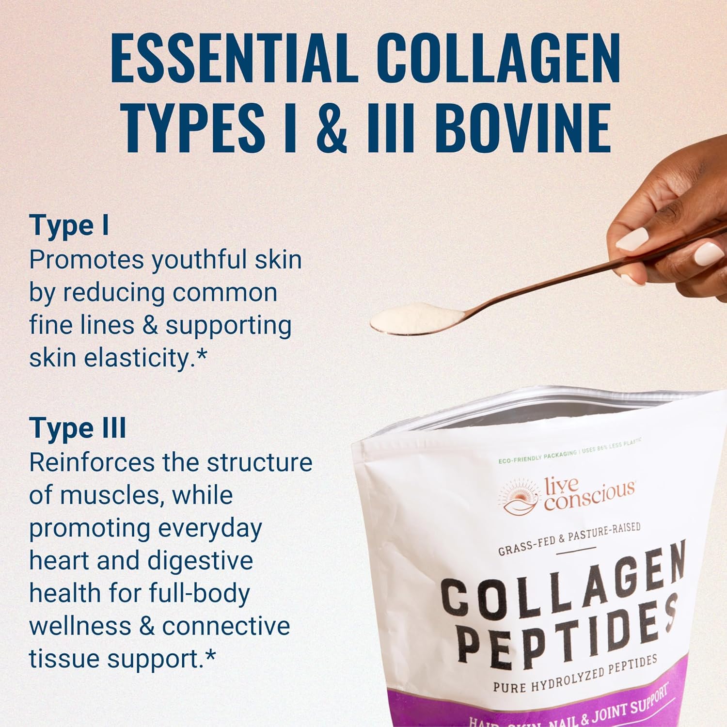 Collagen Peptides Powder - Naturally-Sourced Hydrolyzed Collagen Powder - Hair, Skin, Nail, and Joint Support - Type I & III Grass-Fed Collagen Supplements for Women and Men - 41 Servings - 16oz