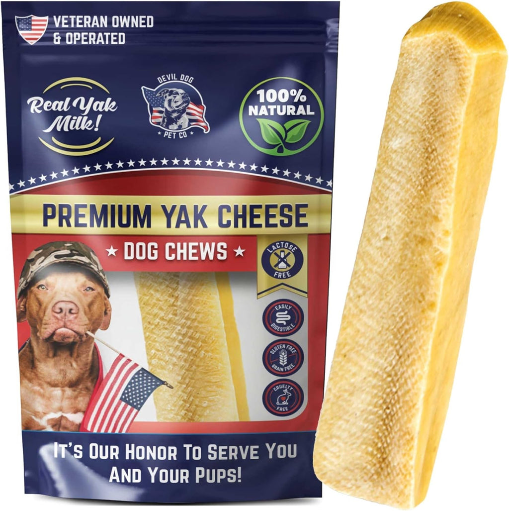 Devil Dog Pet Co. Himalayan Yak Cheese Dog Chews, Large - 1 Pack, 100% Natural & Healthy, Lactose-Free, Long-Lasting Dog Treats, Premium Yak Milk Chew Bones for Dogs