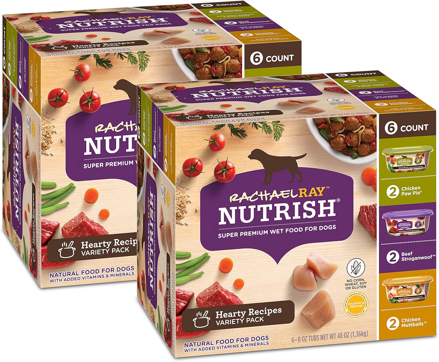*Nutrish Rachael Ray Wet Dog Food Variety Pack Hearty Recipes, 6-8 oz. Tubs, 2 Count