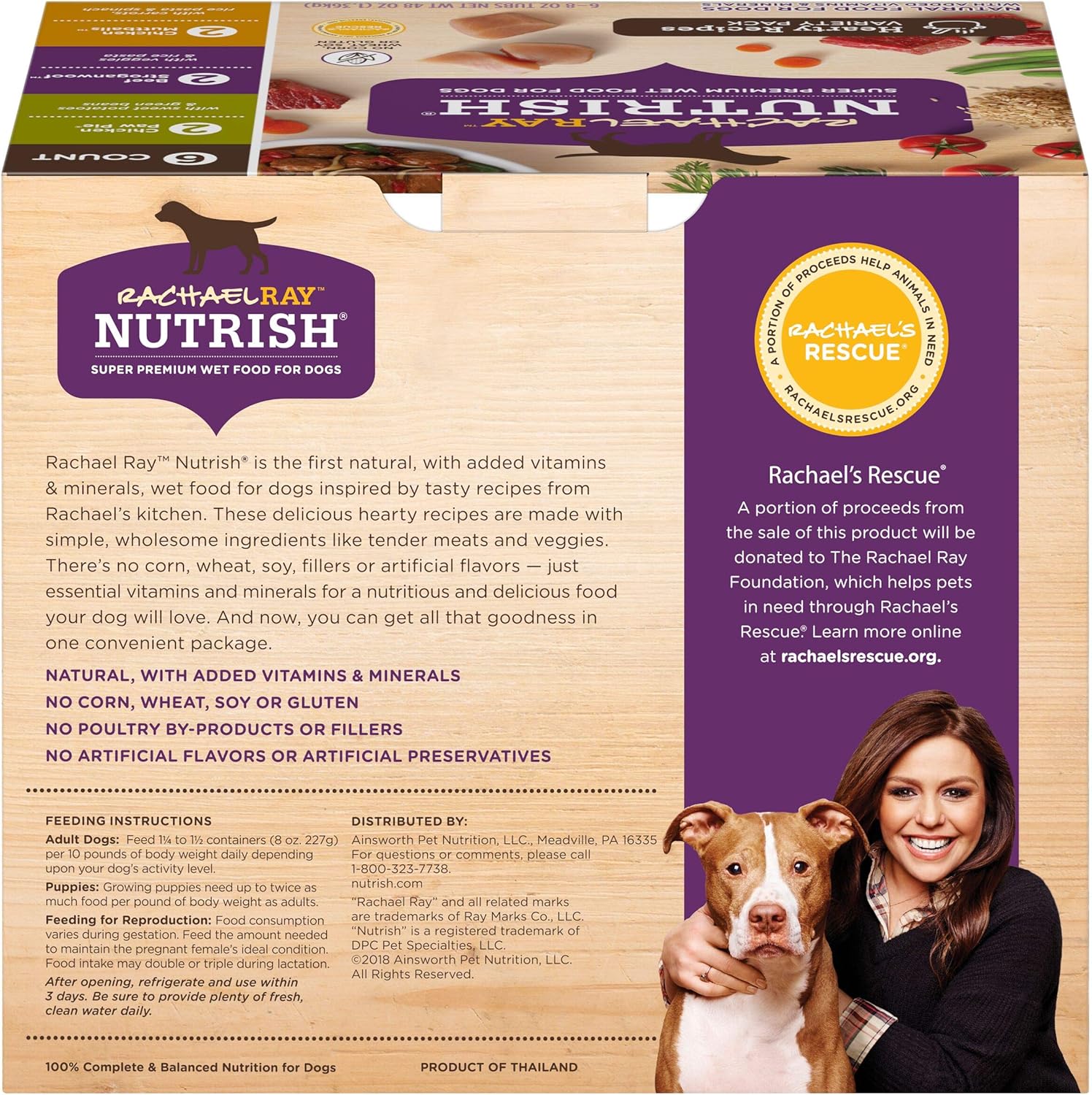 *Nutrish Rachael Ray Wet Dog Food Variety Pack Hearty Recipes, 6-8 oz. Tubs, 2 Count